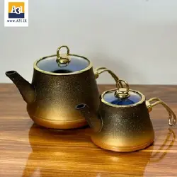 کتری و قوری گرانیتی شاهین رنگ مشکی طلایی - فروشگاه اینترنتی آ سی و یک