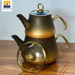 کتری و قوری گرانیتی شاهین رنگ مشکی طلایی - فروشگاه اینترنتی آ سی و یک