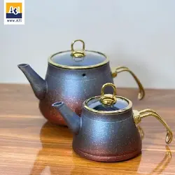 کتری و قوری گرانیتی شاهین رنگ نفتی زرشکی - فروشگاه اینترنتی آ سی و یک