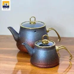 کتری و قوری گرانیتی شاهین رنگ نفتی زرشکی - فروشگاه اینترنتی آ سی و یک