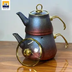 کتری و قوری گرانیتی شاهین رنگ نفتی زرشکی - فروشگاه اینترنتی آ سی و یک