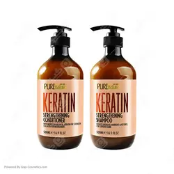 خرید و قیمت پک شامپو و ماسک مو تقویت کننده و درخشان کننده مو پیورنیچر PURE NATURE مدل کراتین حجم 500 میلی لیتر | گپ