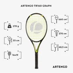 راکت تنیس بزرگسال - مشکی - TR160 گراف