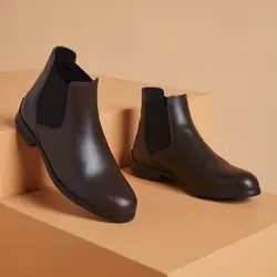 بوت سوارکاری چرمی بزرگسال FOUGANZA - رنگ قهوه‌ای تیره - مدل 500