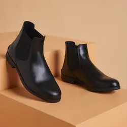 بوت سوارکاری چرمی بزرگسال FOUGANZA - رنگ مشکی - مدل 500