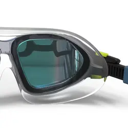 ماسک شنا - سایز بزرگ - رنگ مشکی/آبی - لنزهای آینه‌ای - Active - NABAIJI