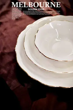 سرویس چینی ۶نفره الیزابت قالب ملبورن ساده لب طلا