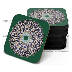 زیر لیوانی چوبی MDF شمسه سبز سیر