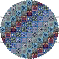 رومیزی مخمل گرد کاشی مرکب