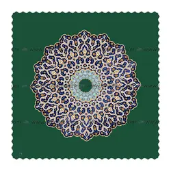 رومیزی مخمل مربع شمسه سبز سیر