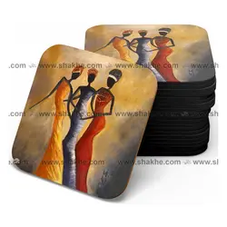 زیر لیوانی چوبی MDF نقاشی دختران افریقایی