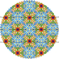 رومیزی مخمل دایره کاشی دورنگ