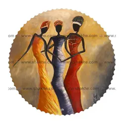 رومیزی دایره نقاشی دختران افریقایی