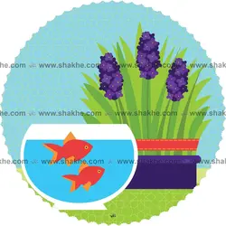 رومیزی مخمل گرد نوروز ماهی و سنبل