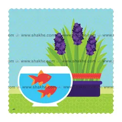 رومیزی مخمل مربع نوروز ماهی و سنبل