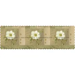 رانر مخمل نقاشی گل بنفشه زمینه کرم