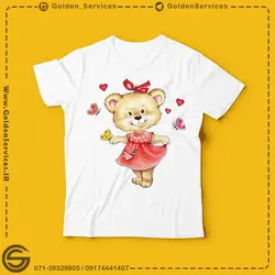 تیشرت سفید طرح خرس