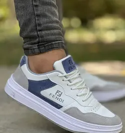 فروش ویژه کفش اسپرت ست زنانه و مردانه مدل فندی زیبا و بادوام رنگ سفید ابی طوسی