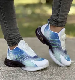 فروش ویژه کفش اسپرت مردانه پسرانه مدل  پمپی  نرم و راحت  رنگ  سفید سبز ابی