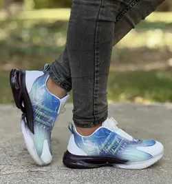 فروش ویژه کفش اسپرت مردانه پسرانه مدل  پمپی  نرم و راحت  رنگ  سفید سبز ابی