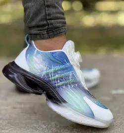 فروش ویژه کفش اسپرت مردانه پسرانه مدل  پمپی  نرم و راحت  رنگ  سفید سبز ابی