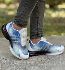 فروش ویژه کفش اسپرت مردانه پسرانه مدل  پمپی  نرم و راحت  رنگ  سفید سبز ابی