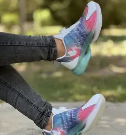 فروش ویژه کفش اسپرت مردانه پسرانه مدل  پمپی  جذاب و زیبا  رنگ  سفید صورتی ابی