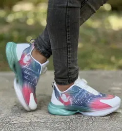 فروش ویژه کفش اسپرت مردانه پسرانه مدل  پمپی  جذاب و زیبا  رنگ  سفید صورتی ابی