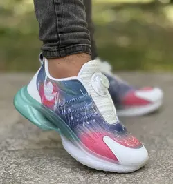 فروش ویژه کفش اسپرت مردانه پسرانه مدل  پمپی  جذاب و زیبا  رنگ  سفید صورتی ابی