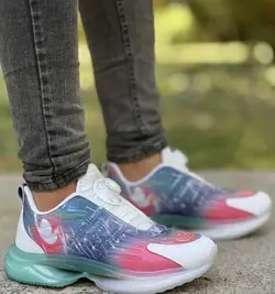 فروش ویژه کفش اسپرت مردانه پسرانه مدل  پمپی  جذاب و زیبا  رنگ  سفید صورتی ابی