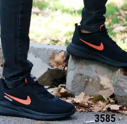 فروش فوق العاده  کفش اسپرت مردانه پسرانه مدل نایک  نرم و سبک رنگ مشکی نارنجی 3585