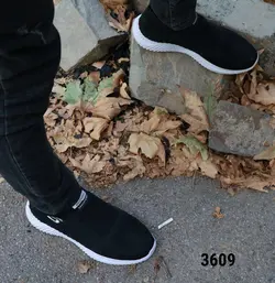 حراج فوق العاده  کفش اسپرت مردانه پسرانه طبی ویژه جذاب و پرفروش  رنگ مشکی زیره سفید  کد 3609