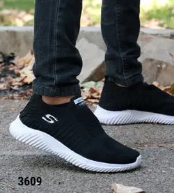 حراج فوق العاده  کفش اسپرت مردانه پسرانه طبی ویژه جذاب و پرفروش  رنگ مشکی زیره سفید  کد 3609