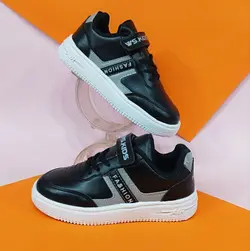 کفش کتونی  اسپرت بچگانه مدل فشیون رنگ  مشکی طوسی