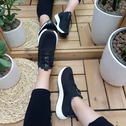 کفش اسپرت زنانه و دخترانه  جورابی مدل fashion رنگ مشکی سفید