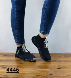 کفش اسپرت دخترانه و زنانه مدل جورابی رنگ مشکی طوسی کد 4446