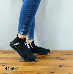 کفش اسپرت دخترانه و زنانه مدل جورابی رنگ مشکی طوسی کد 4446