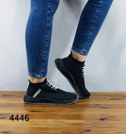 کفش اسپرت دخترانه و زنانه مدل جورابی رنگ مشکی طوسی کد 4446