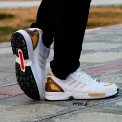 کفش کتونی اسپرت مردانه و پسرانه مدل zx رنگ سفید طلایی کد3356