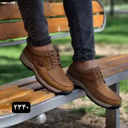 کفش اداری مجلسی طبی مردانه پسرانه مدل بندی رویه دوخت دار رنگ  خردلی کد 2340