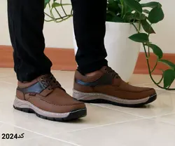 کفش اداری مجلسی طبی مردانه پسرانه مدل بندی رویه دوخت دار رنگ  قهوه ای کد 2024