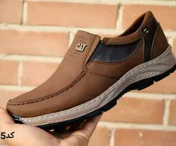 کفش اداری مجلسی طبی مردانه پسرانه مدل رویه دوخت دار رنگ  قهوه ای کد 2025