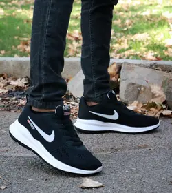 کفش اسپرت مردانه پسرانه مدل نایک رنگ مشکی نایک سفید زیره سفید کد 3586