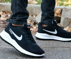 کفش اسپرت مردانه پسرانه مدل نایک رنگ مشکی نایک سفید زیره سفید کد 3586