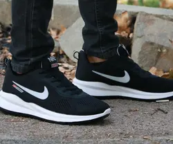 کفش اسپرت مردانه پسرانه مدل نایک رنگ مشکی نایک سفید زیره سفید کد 3586