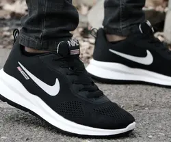 کفش اسپرت مردانه پسرانه مدل نایک رنگ مشکی نایک سفید زیره سفید کد 3586