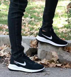 کفش اسپرت مردانه پسرانه مدل نایک رنگ مشکی نایک سفید زیره سفید کد 3586