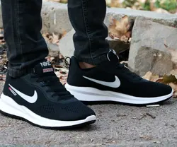 کفش اسپرت مردانه پسرانه مدل نایک رنگ مشکی نایک سفید زیره سفید کد 3586