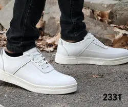 کفش اسپرت ونس  مردانه پسرانه مدل طبی بندی رویه چرم رنگ سفید تمام کد 2331