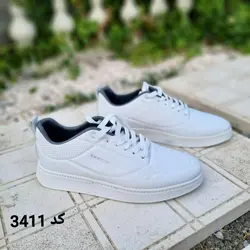 کفش اسپرت ونس  مردانه پسرانه مدل اسکیچرز رویه چرم دور دوخت رنگ سفید کد 3411